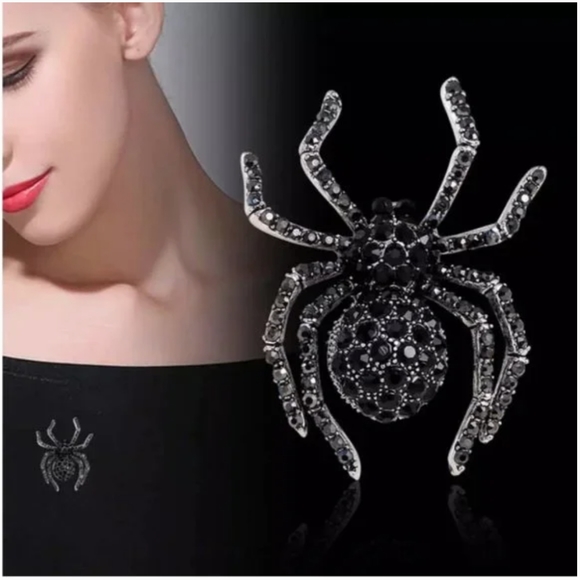 Spider Crystal Rhinestone Brooch - Picture 13 of 16
